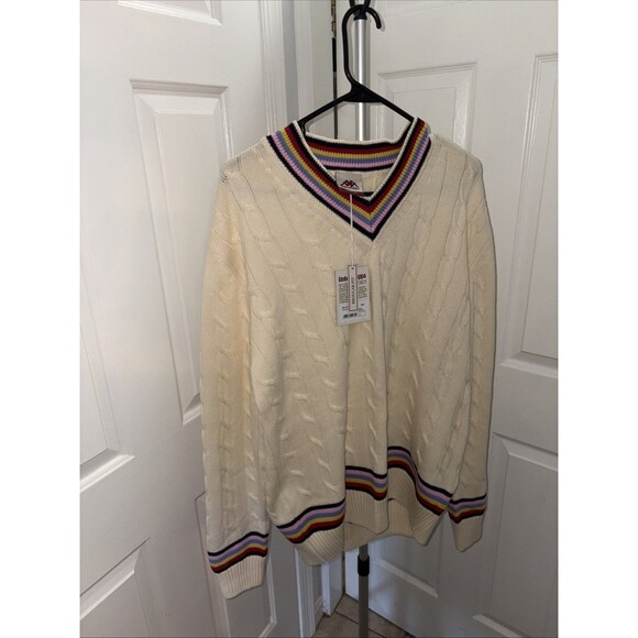 Robe Di Kappa Men's Size Large Sweater White Mastice 100% Wool Long Sleeve - Picture 1 of 3